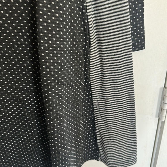 Occasionally Made grey and white polka dot and striped dress size medium - Picture 2 of 4